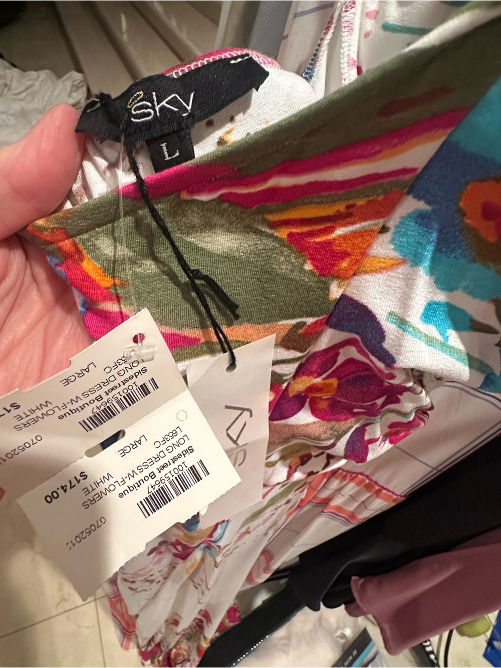 Sky Confetti Halter Maxi Dress with Multicolor Floral Print Large NWT - Picture 6 of 7